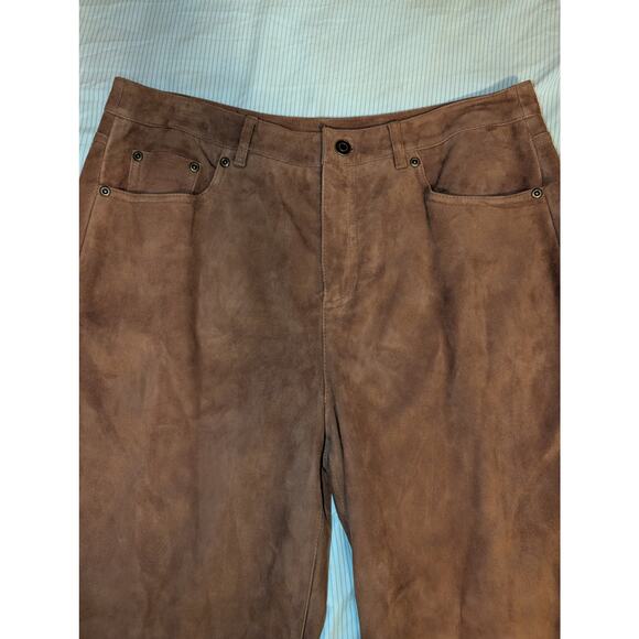Vintage Talbots Leather Suede pants Women's Size 12 Large Wide Leg - Picture 2 of 8